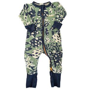 Bonds Wondersuit Green and Navy Tropical Leaf Print Convertible Romper Sleeper 3